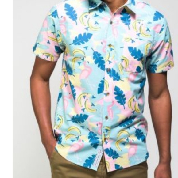 Party Pants Flamingo Banana Print Men's Shirt - Picture 14 of 16